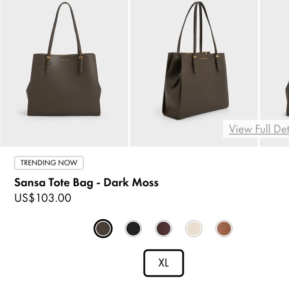 Charles and Keith XL tote bag light moss green NWOT - Picture 3 of 11